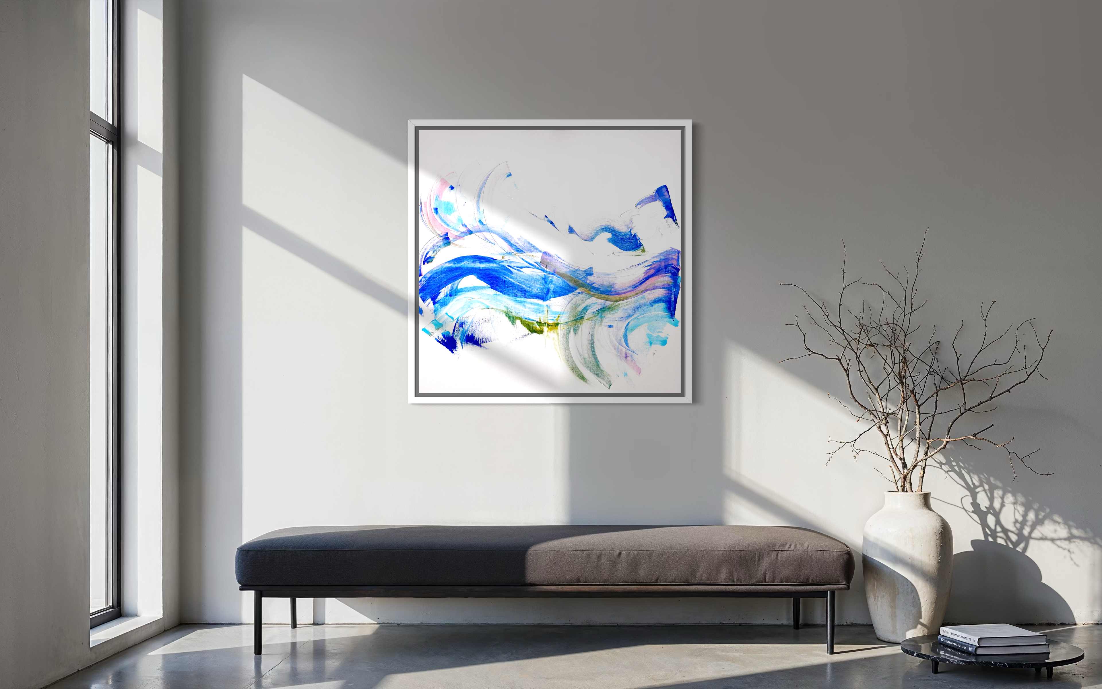 Modern living room with a abstract painting on the wall